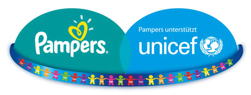 Logo Pampers unterstützt UNICEF